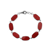 Sterling Silver Red Coral Bracelet With Lobster Lock For Retail